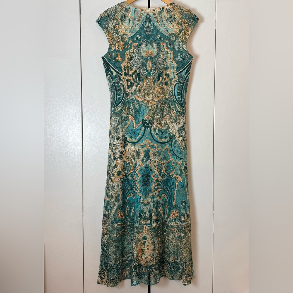 Reba Teal Paisley Midi Dress - Picture 4 of 7